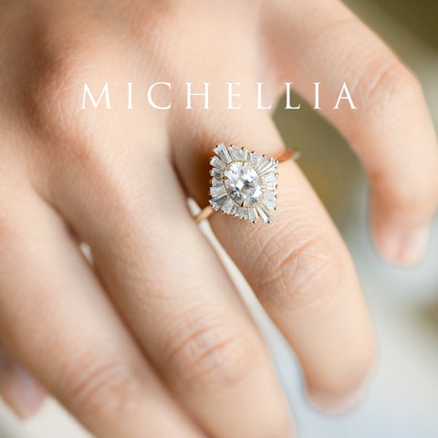 [Athena] Vintage Deco Oval Cut Goddess Ring in Lab Blue Sapphire Women's Ring michelliafinejewelry   