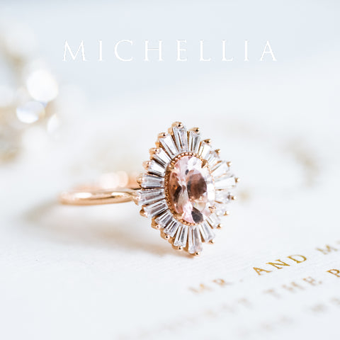 [Athena] Vintage Deco Oval Cut Goddess Ring in Morganite Women's Ring michelliafinejewelry   