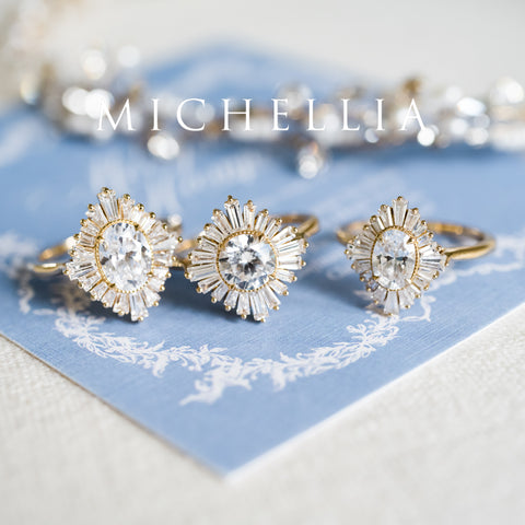 [Athena] Vintage Deco Oval Ballerina Engagement Ring in Diamond / Moissanite Women's Ring michelliafinejewelry   