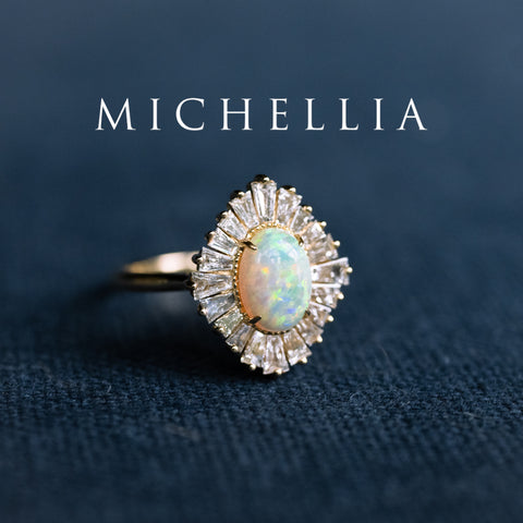 [Athena] Vintage Deco Oval Cut Goddess Ring in Australian Opal Women's Ring michelliafinejewelry   