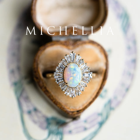[Athena] Vintage Deco Oval Cut Goddess Ring in Australian Opal Women's Ring michelliafinejewelry   