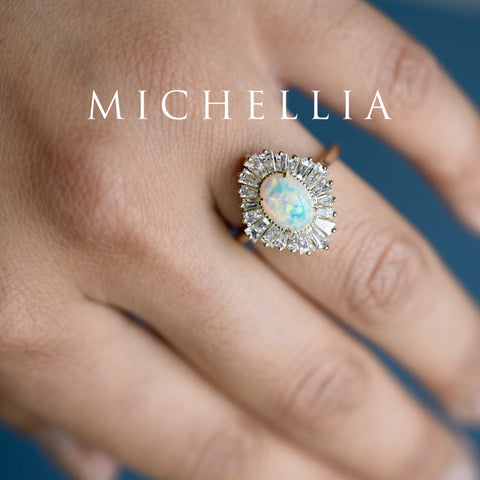 [Athena] Vintage Deco Oval Cut Goddess Ring in Australian Opal Women's Ring michelliafinejewelry   