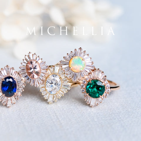 [Georgiana] Vintage Deco Duchess Ring in Lab Emerald Women's Ring michelliafinejewelry   