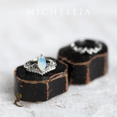 [Windsor] Vintage Crown Marquise Engagement Ring in Diamond / Moissanite Women's Ring michelliafinejewelry   