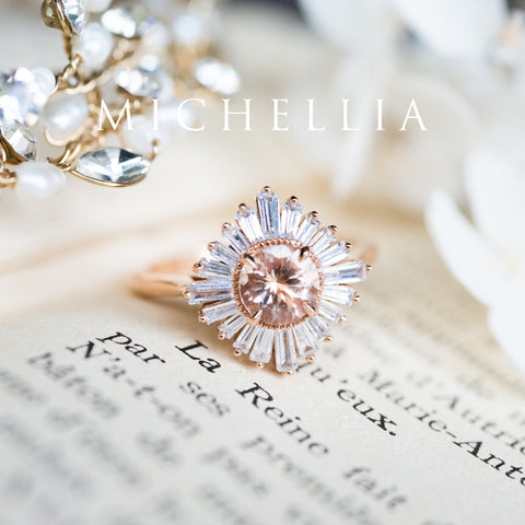 [Artemis] Vintage Deco Goddess Ring in Morganite Women's Ring michelliafinejewelry   