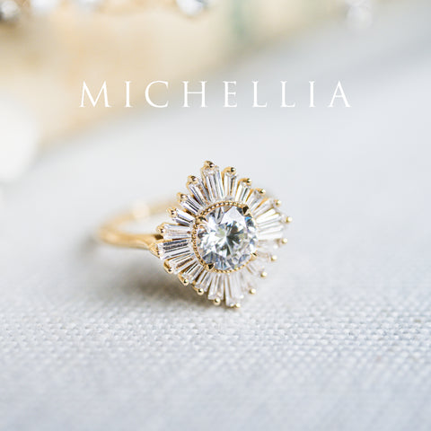 [Artemis] Vintage Deco Goddess Ballerina Engagement Ring in Diamond / Moissanite Women's Ring michelliafinejewelry   