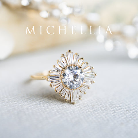 [Artemis] Vintage Deco Goddess Ballerina Engagement Ring in Diamond / Moissanite Women's Ring michelliafinejewelry   