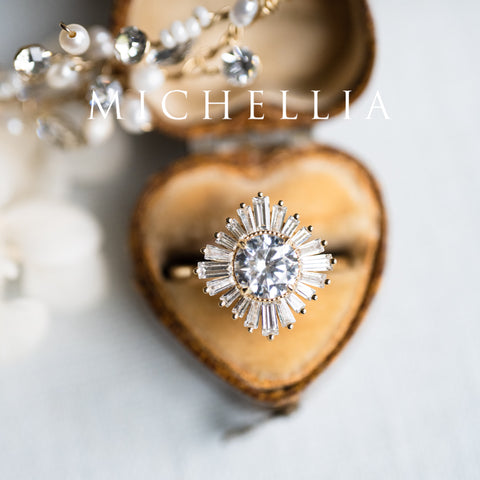 [Artemis] Vintage Deco Goddess Ballerina Engagement Ring in Diamond / Moissanite Women's Ring michelliafinejewelry   