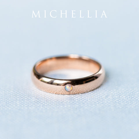 [Nolan] Men's Classic Comfort Fit Band with Outer Opal, 5mm Men's Band Michellia Fine Jewelry   