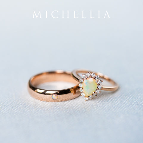 [Camellia] Vintage Bloom Pear Cut Ring in Opal Women's Ring michelliafinejewelry   