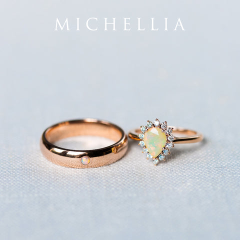 [Camellia] Vintage Bloom Halo Pear Engagement Ring in Diamond / Moissanite Women's Ring michelliafinejewelry   