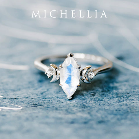 [Cressida] Moon Goddess Marquise Cut Ring in Moonstone Women's Ring michelliafinejewelry   