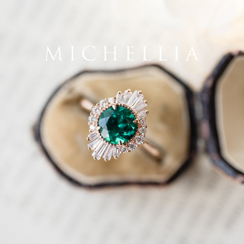 [Georgiana] Vintage Deco Duchess Ring in Lab Emerald Women's Ring michelliafinejewelry   