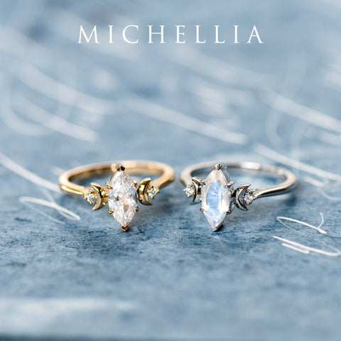 [Cressida] Moon Goddess Marquise Engagement Ring in Diamond / Moissanite Women's Ring michelliafinejewelry   