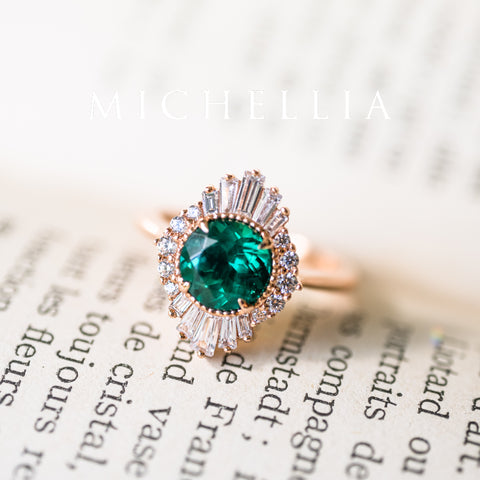 [Georgiana] Vintage Deco Duchess Ring in Lab Emerald Women's Ring michelliafinejewelry   