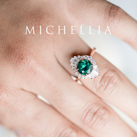 [Georgiana] Vintage Deco Duchess Ring in Lab Emerald Women's Ring michelliafinejewelry   