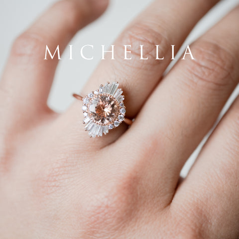[Georgiana] Vintage Deco Duchess Ring in Morganite Women's Ring michelliafinejewelry   