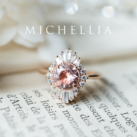 [Georgiana] Vintage Deco Duchess Ring in Morganite Women's Ring michelliafinejewelry   