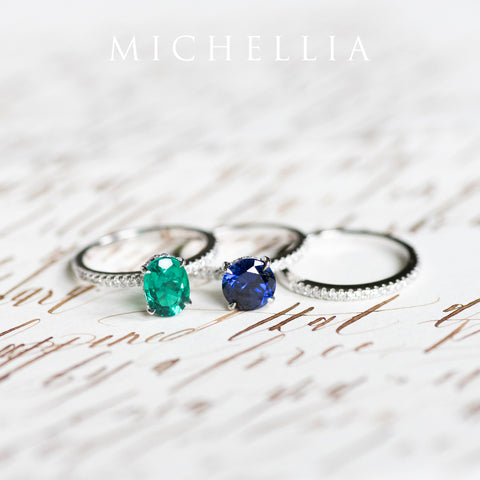 [Elaine] Modern Classic Oval Solitaire Ring in Lab Emerald Women's Ring michelliafinejewelry   