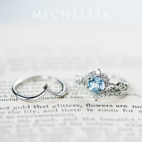 [Theia] Heirloom Crown Engagement Ring in Aquamarine Women's Ring michelliafinejewelry   