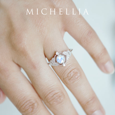 [Adeline] Vintage Rose Ring in Moonstone Women's Ring michelliafinejewelry   