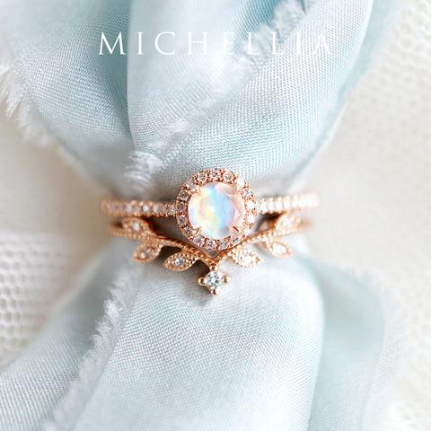 [Nova] Petite Halo Diamond Ring in Moonstone Women's Ring michelliafinejewelry   