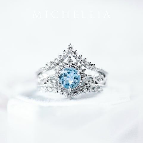 [Theia] Heirloom Crown Engagement Ring in Aquamarine Women's Ring michelliafinejewelry   