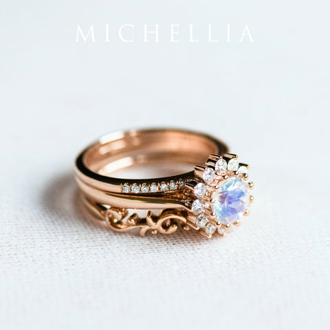 [Rosalie] Vintage Bloom Ring in Lab Blue Sapphire Women's Ring michelliafinejewelry   