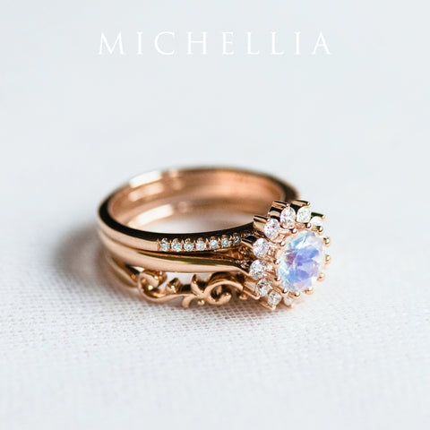 [Rosalie] Vintage Bloom Engagement Ring in Diamond / Moissanite Women's Ring michelliafinejewelry   