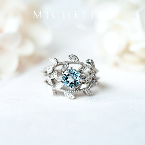 [Dahlia] Petite Floral Engagement Ring in Lab Alexandrite Women's Ring michelliafinejewelry   
