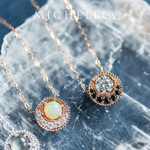 [Luna] Crescent Moon Necklace in Australian Opal Necklace michelliafinejewelry   