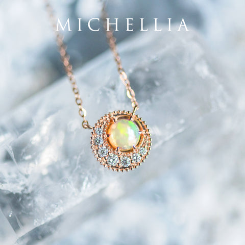[Luna] Crescent Moon Necklace in Australian Opal Necklace michelliafinejewelry   