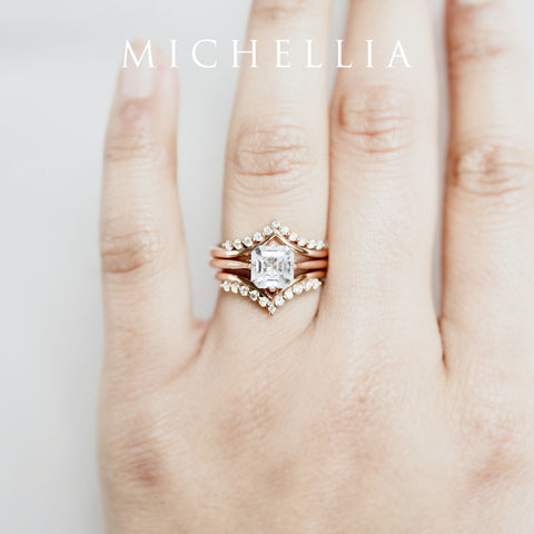[Ottavia] Vintage Solitaire Asscher Cut Engagement Ring in Diamond / Moissanite Women's Ring michelliafinejewelry   