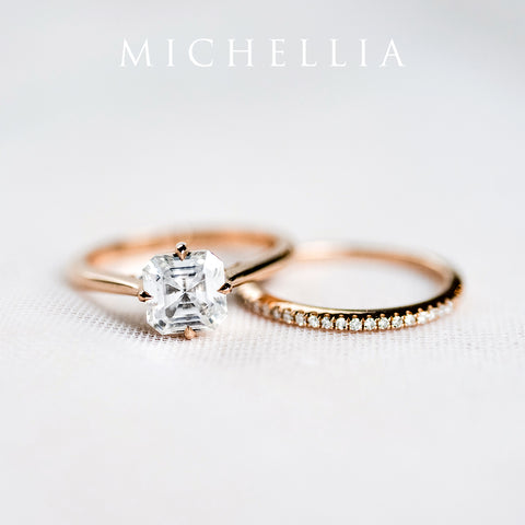 [Ottavia] Vintage Solitaire Asscher Cut Engagement Ring in Diamond / Moissanite Women's Ring michelliafinejewelry   