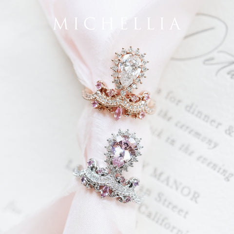 [Angelique] Venetian Crown Engagement Ring in Diamond / Moissanite Women's Ring michelliafinejewelry