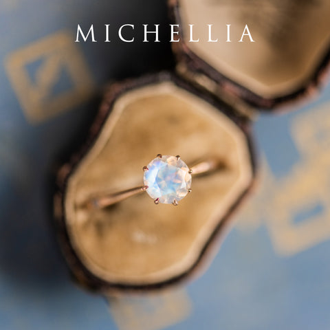 [Victoria] Classic Crown Solitaire Ring in Moonstone Women's Ring michelliafinejewelry   