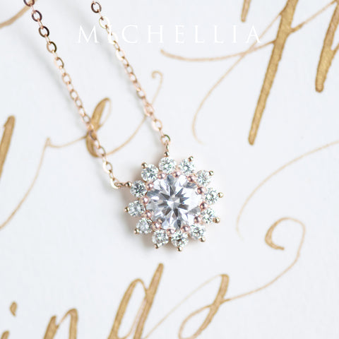 [Rosalie] Vintage Bloom Necklace in Moissanite Necklace michelliafinejewelry   