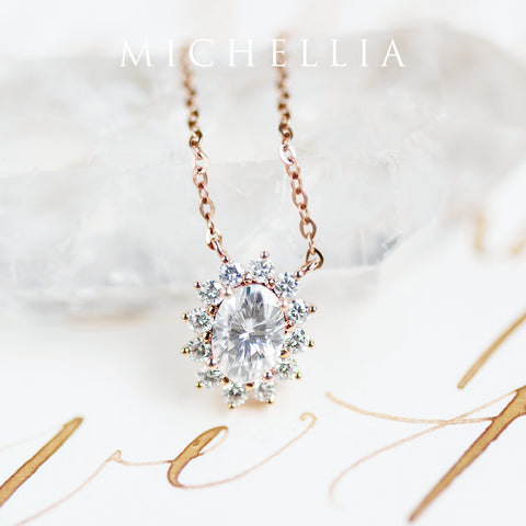 [Julianne] Vintage Bloom Oval Cut Necklace in Opal Necklace michelliafinejewelry   