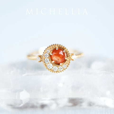 [Luna] Crescent Moon Ring in Sunstone Women's Ring michelliafinejewelry   