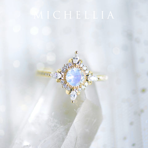 [Astrid] Art Deco Petite Ring in Moonstone Women's Ring michelliafinejewelry   