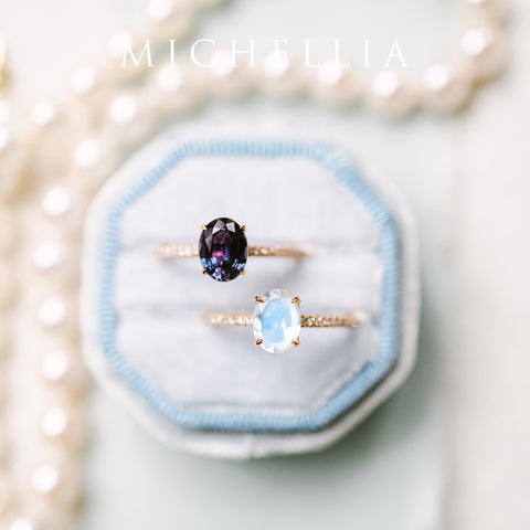 [Elaine] Modern Classic Oval Solitaire Ring in Natural Australian Opal Women's Ring michelliafinejewelry   