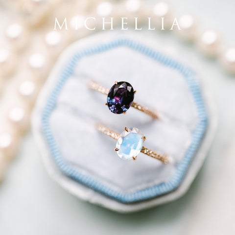 [Elaine] Modern Classic Oval Solitaire Ring in Moonstone Women's Ring michelliafinejewelry   