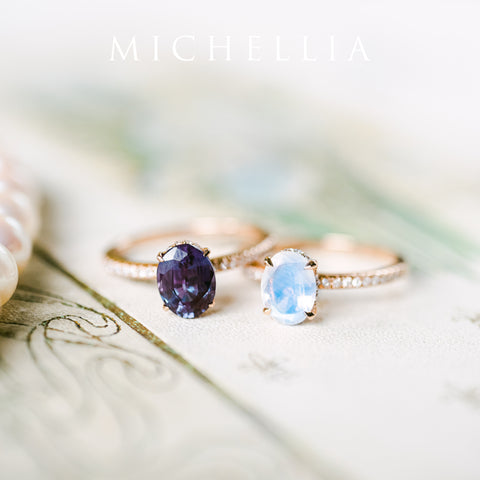 [Elaine] Modern Classic Oval Solitaire Ring in Moonstone Women's Ring michelliafinejewelry   