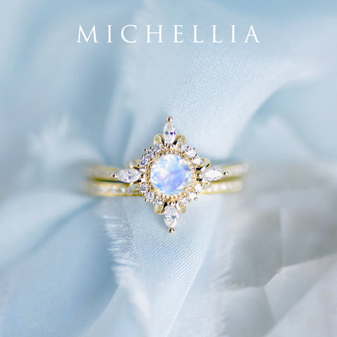 [Astrid] Art Deco Petite Ring in Moonstone Women's Ring michelliafinejewelry   