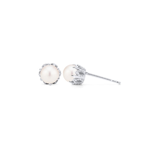 [Eden] Petite Floral Earrings in Akoya Pearl Earrings michelliafinejewelry   