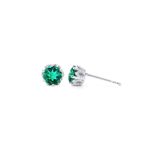 [Eden] Petite Floral Earrings in Lab Emerald Earrings michelliafinejewelry   