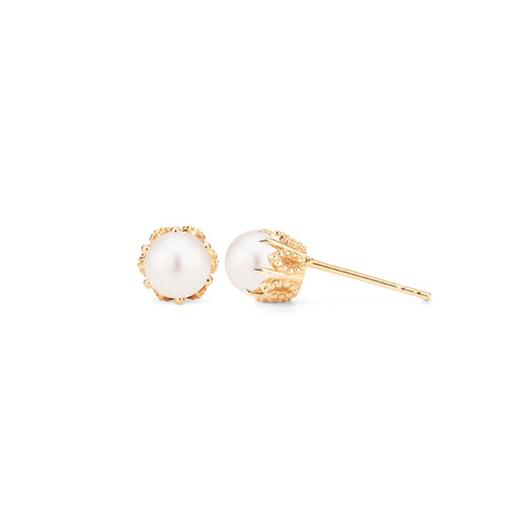 [Eden] Petite Floral Earrings in Akoya Pearl Earrings michelliafinejewelry   