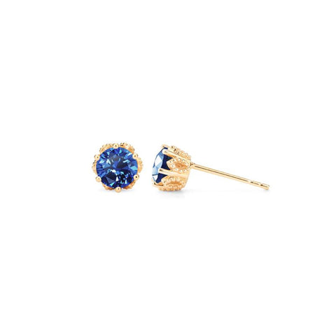 [Eden] Petite Floral Earrings in Lab Blue Sapphire Earrings michelliafinejewelry   