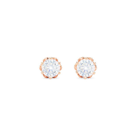 [Eden] Petite Floral Earrings in Diamond or Moissanite Earrings michelliafinejewelry