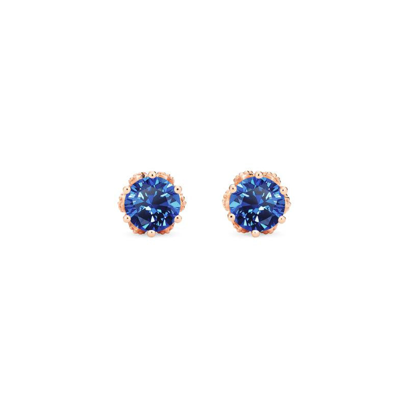 [Eden] Petite Floral Earrings in Lab Blue Sapphire Earrings michelliafinejewelry   
